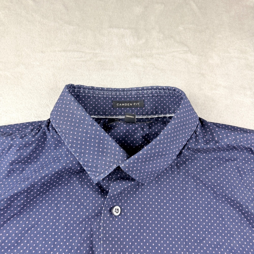 Banana Republic Camden Fit Mens XL Blue Pink Polka Dot Supima Cotton Button Down - Picture 3 of 6